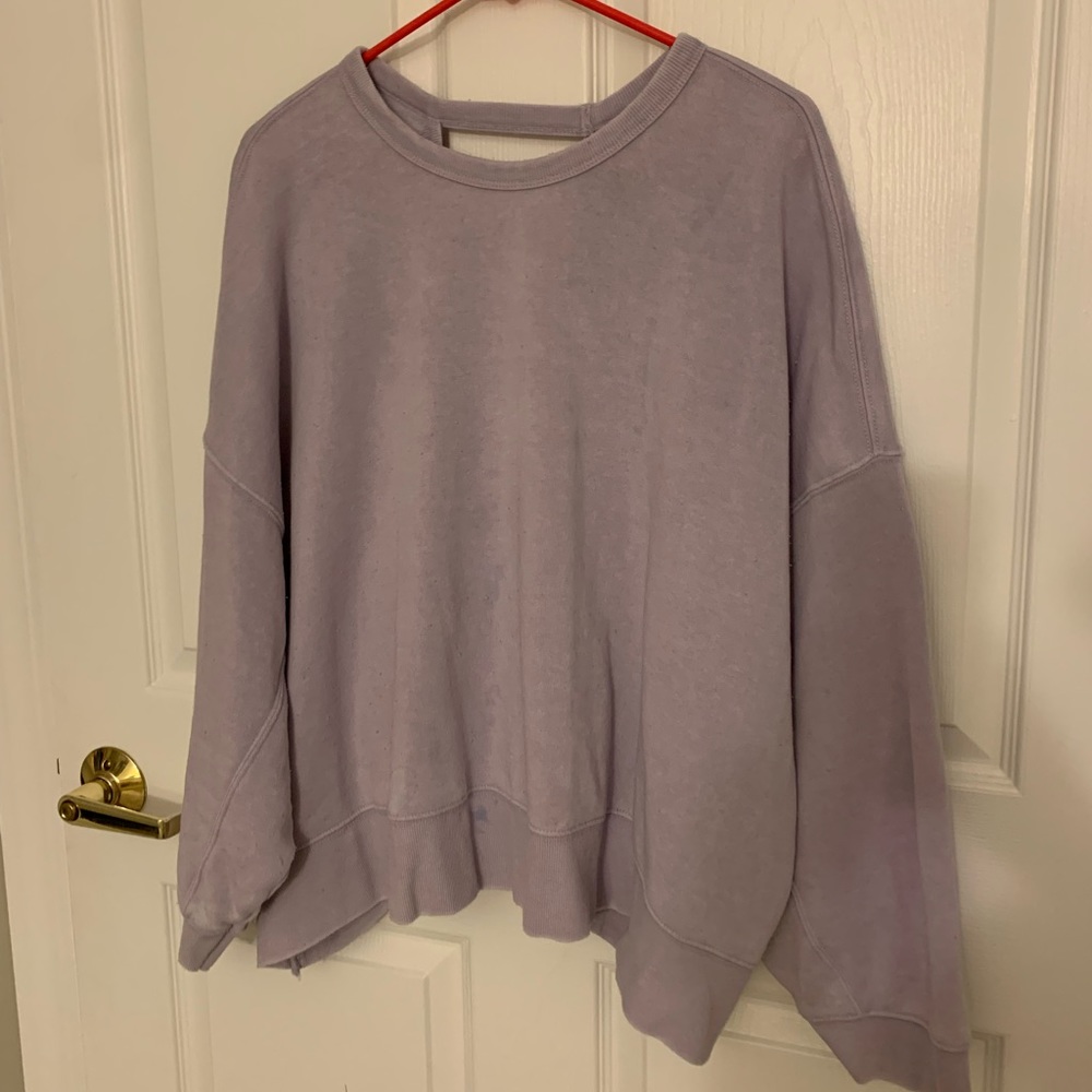 Purple open back sweatshirt